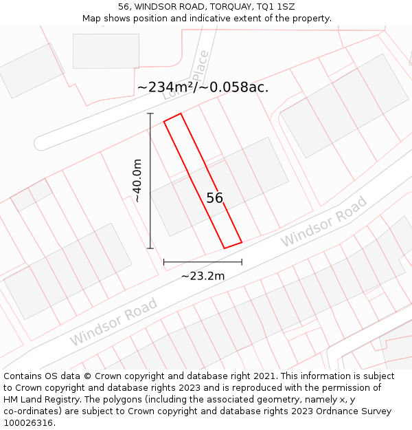 56, WINDSOR ROAD, TORQUAY, TQ1 1SZ: Plot and title map