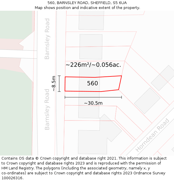 560, BARNSLEY ROAD, SHEFFIELD, S5 6UA: Plot and title map