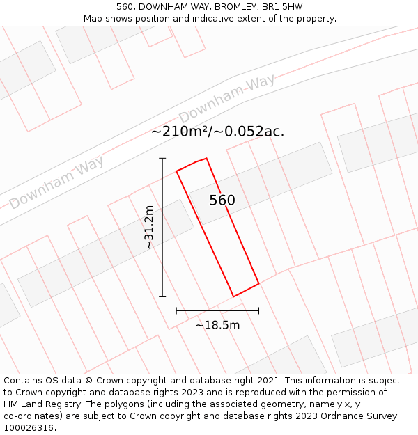 560, DOWNHAM WAY, BROMLEY, BR1 5HW: Plot and title map