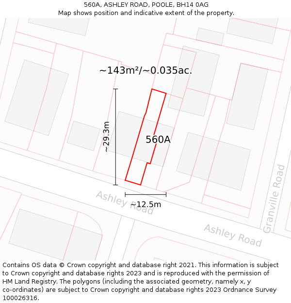 560A, ASHLEY ROAD, POOLE, BH14 0AG: Plot and title map
