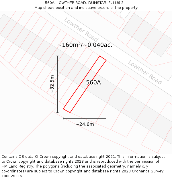 560A, LOWTHER ROAD, DUNSTABLE, LU6 3LL: Plot and title map
