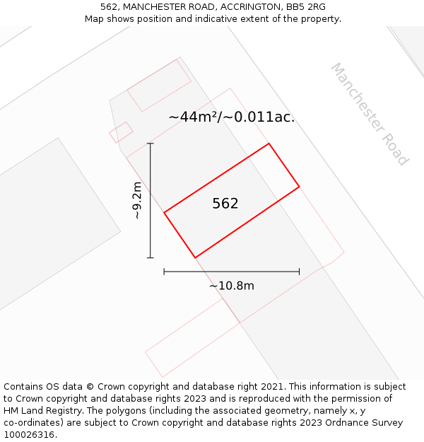 562, MANCHESTER ROAD, ACCRINGTON, BB5 2RG: Plot and title map