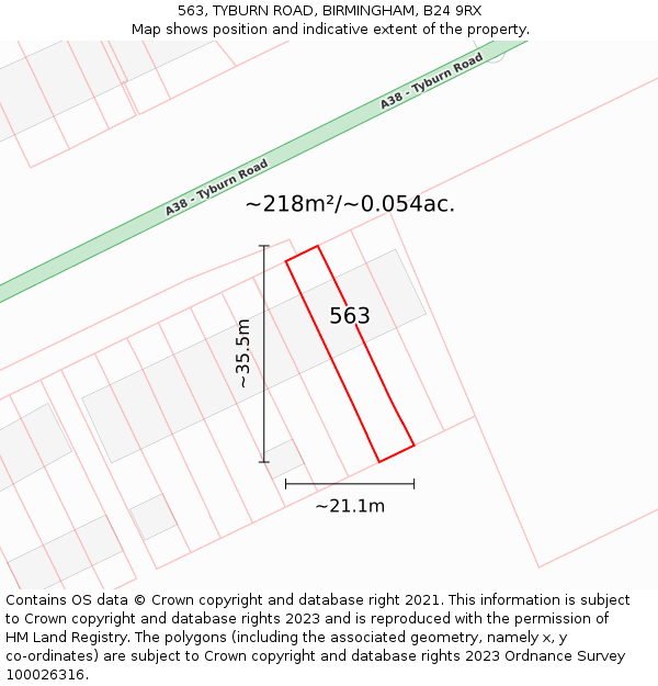 563, TYBURN ROAD, BIRMINGHAM, B24 9RX: Plot and title map