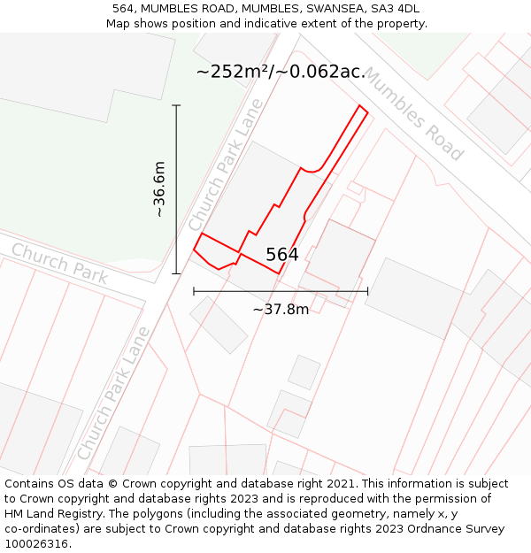 564, MUMBLES ROAD, MUMBLES, SWANSEA, SA3 4DL: Plot and title map