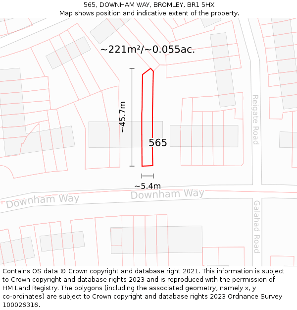 565, DOWNHAM WAY, BROMLEY, BR1 5HX: Plot and title map
