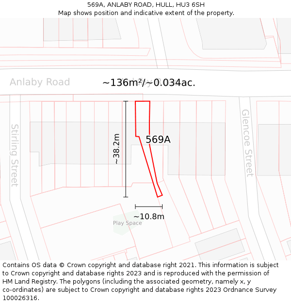 569A, ANLABY ROAD, HULL, HU3 6SH: Plot and title map
