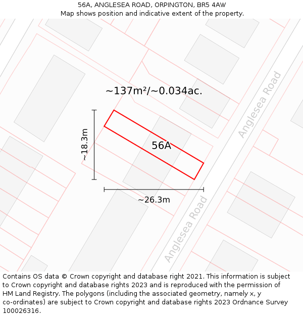 56A, ANGLESEA ROAD, ORPINGTON, BR5 4AW: Plot and title map
