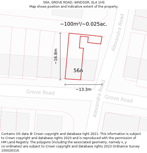 56A, GROVE ROAD, WINDSOR, SL4 1HS: Plot and title map