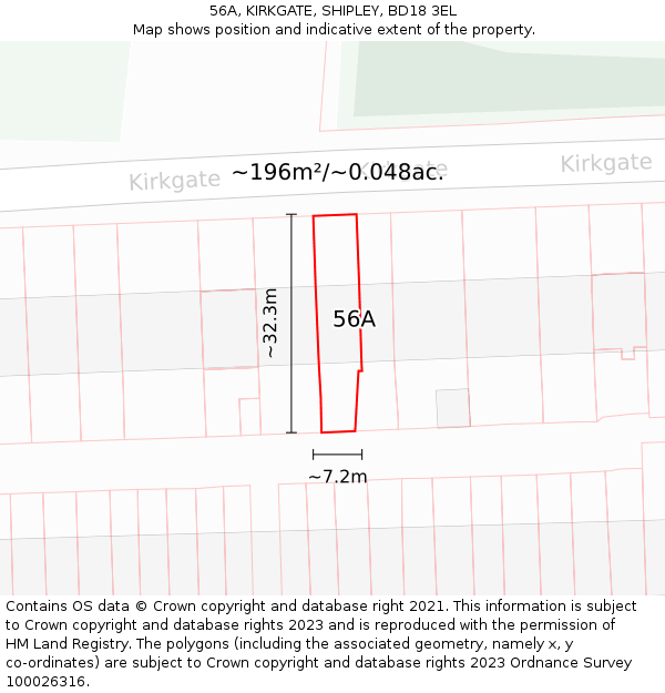 56A, KIRKGATE, SHIPLEY, BD18 3EL: Plot and title map