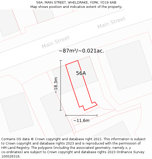 56A, MAIN STREET, WHELDRAKE, YORK, YO19 6AB: Plot and title map