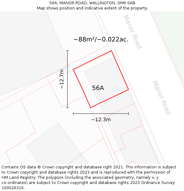56A, MANOR ROAD, WALLINGTON, SM6 0AB: Plot and title map