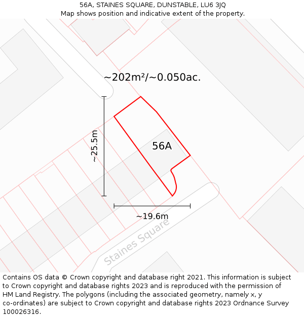 56A, STAINES SQUARE, DUNSTABLE, LU6 3JQ: Plot and title map