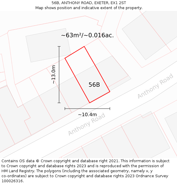 56B, ANTHONY ROAD, EXETER, EX1 2ST: Plot and title map