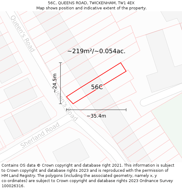 56C, QUEENS ROAD, TWICKENHAM, TW1 4EX: Plot and title map