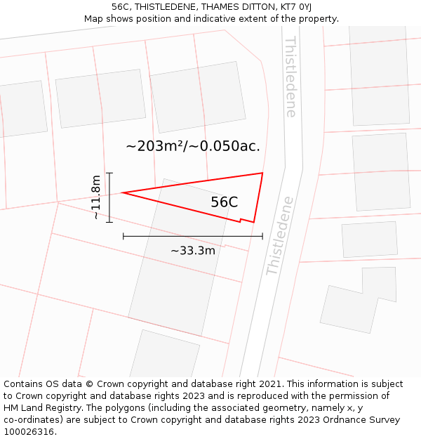 56C, THISTLEDENE, THAMES DITTON, KT7 0YJ: Plot and title map