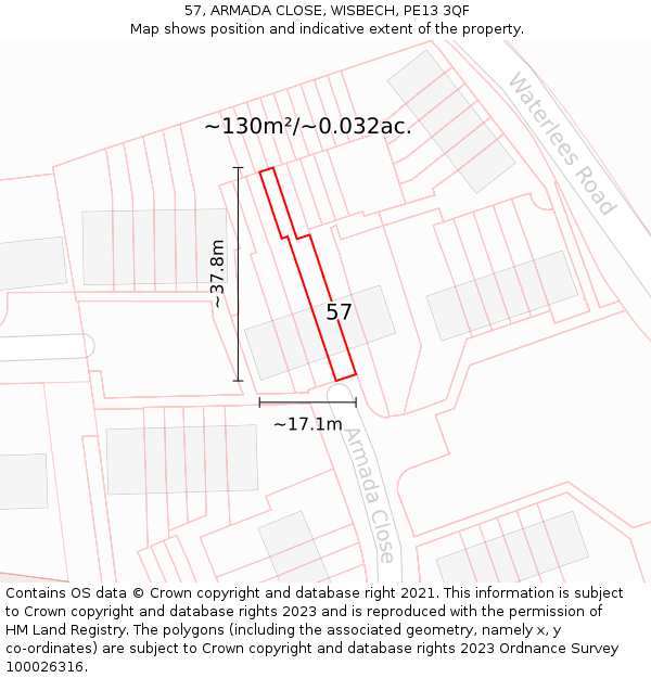 57, ARMADA CLOSE, WISBECH, PE13 3QF: Plot and title map