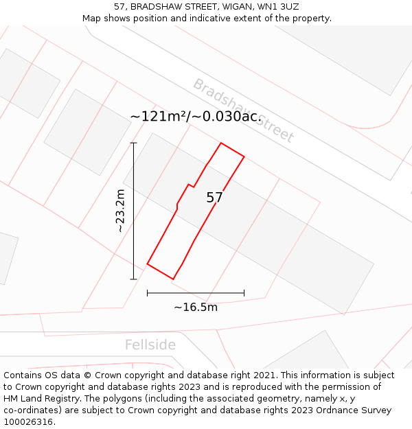 57, BRADSHAW STREET, WIGAN, WN1 3UZ: Plot and title map