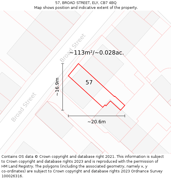 57, BROAD STREET, ELY, CB7 4BQ: Plot and title map