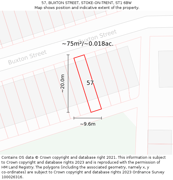 57, BUXTON STREET, STOKE-ON-TRENT, ST1 6BW: Plot and title map