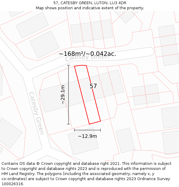 57, CATESBY GREEN, LUTON, LU3 4DR: Plot and title map