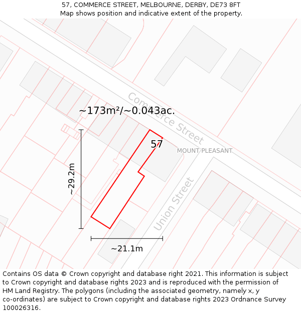 57, COMMERCE STREET, MELBOURNE, DERBY, DE73 8FT: Plot and title map