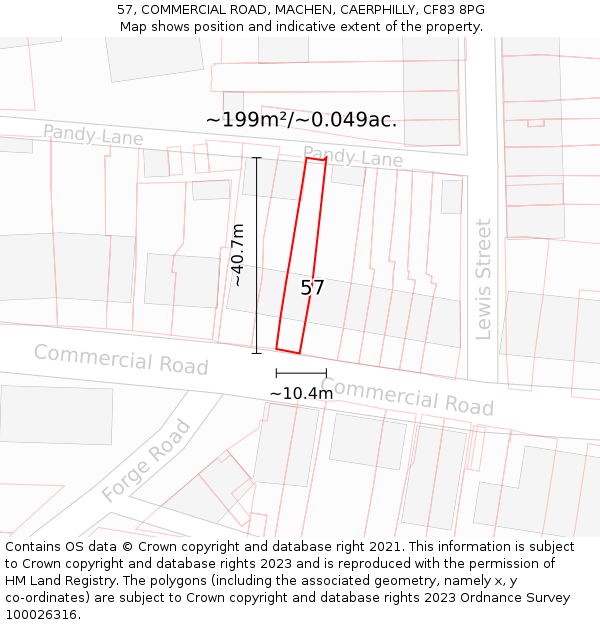 57, COMMERCIAL ROAD, MACHEN, CAERPHILLY, CF83 8PG: Plot and title map