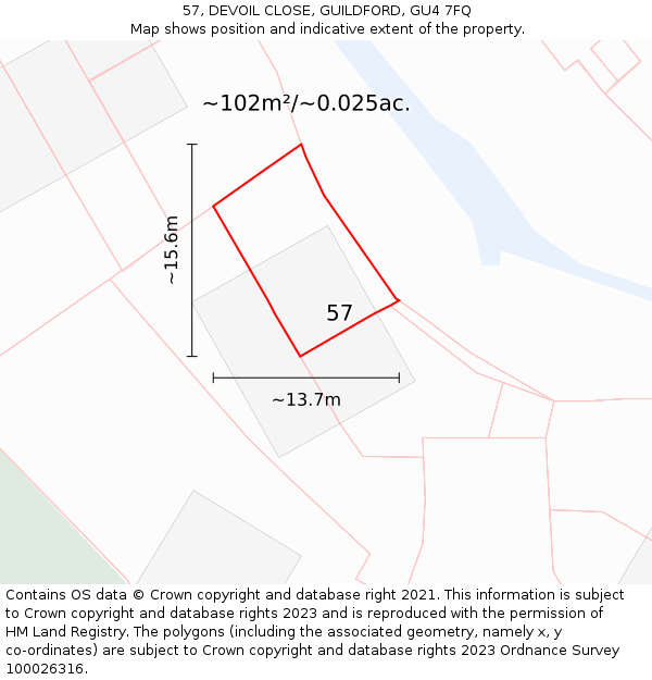 57, DEVOIL CLOSE, GUILDFORD, GU4 7FQ: Plot and title map