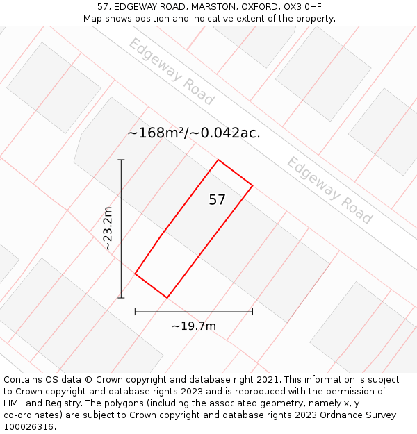 57, EDGEWAY ROAD, MARSTON, OXFORD, OX3 0HF: Plot and title map