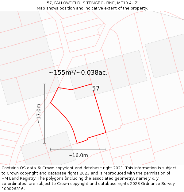 57, FALLOWFIELD, SITTINGBOURNE, ME10 4UZ: Plot and title map