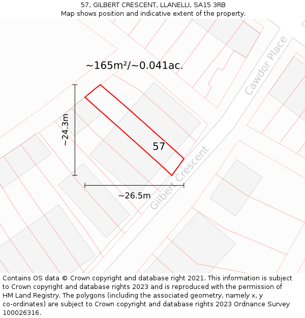 57, GILBERT CRESCENT, LLANELLI, SA15 3RB: Plot and title map