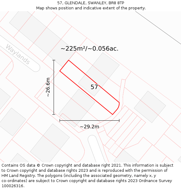57, GLENDALE, SWANLEY, BR8 8TP: Plot and title map