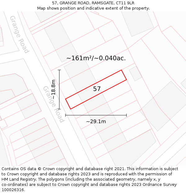 57, GRANGE ROAD, RAMSGATE, CT11 9LR: Plot and title map