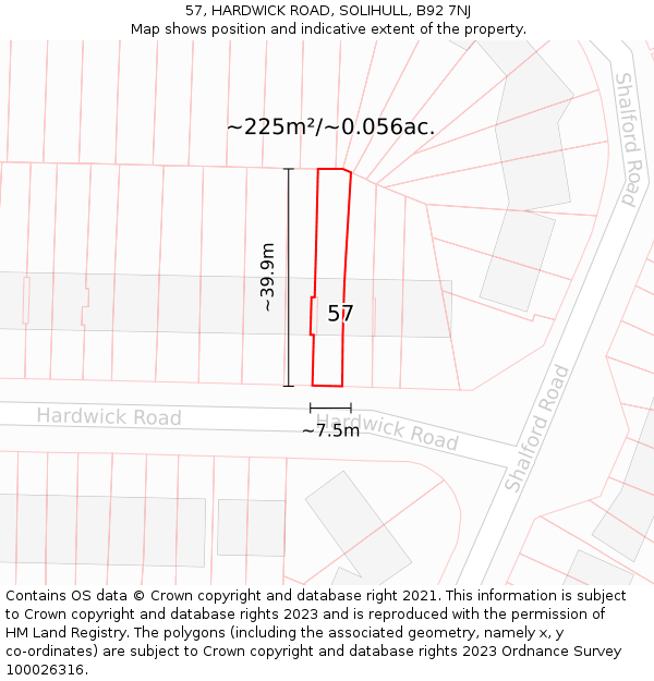 57, HARDWICK ROAD, SOLIHULL, B92 7NJ: Plot and title map
