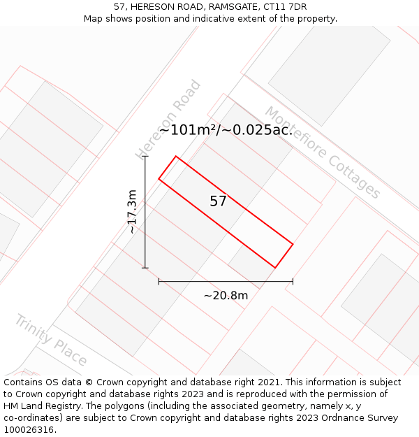 57, HERESON ROAD, RAMSGATE, CT11 7DR: Plot and title map