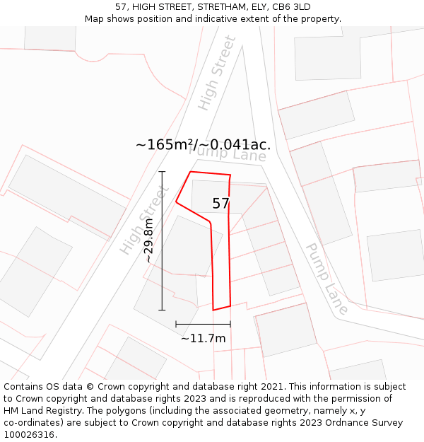 57, HIGH STREET, STRETHAM, ELY, CB6 3LD: Plot and title map