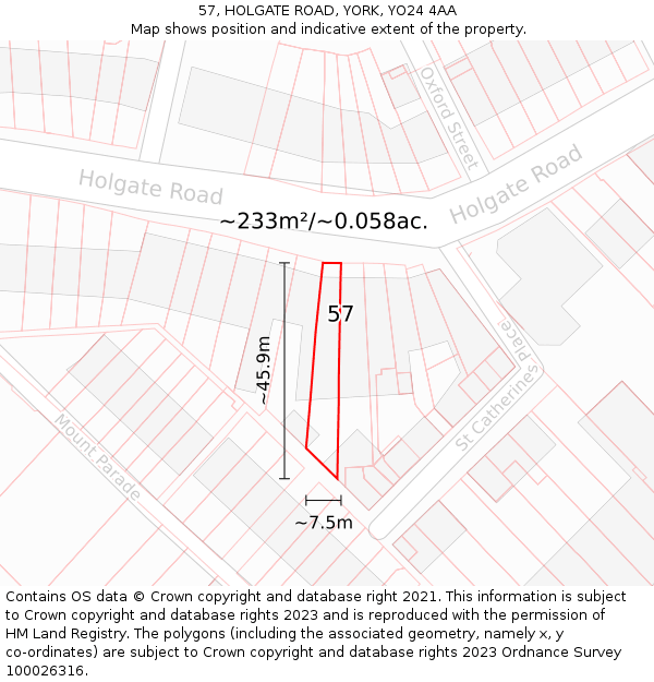 57, HOLGATE ROAD, YORK, YO24 4AA: Plot and title map