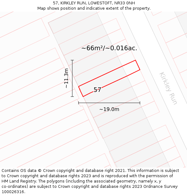 57, KIRKLEY RUN, LOWESTOFT, NR33 0NH: Plot and title map
