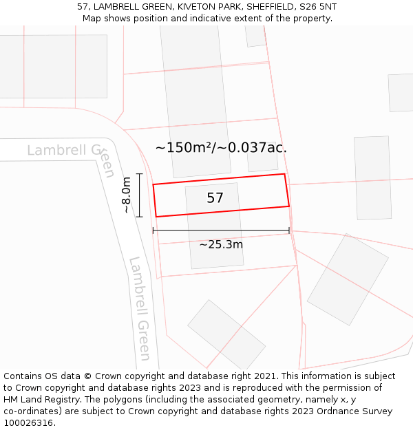57, LAMBRELL GREEN, KIVETON PARK, SHEFFIELD, S26 5NT: Plot and title map