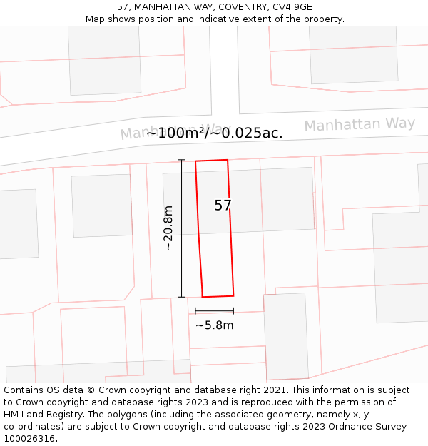 57, MANHATTAN WAY, COVENTRY, CV4 9GE: Plot and title map