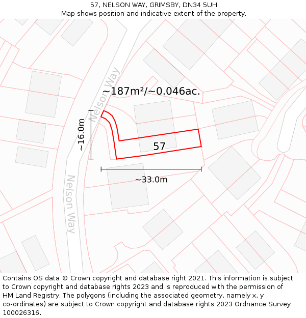 57, NELSON WAY, GRIMSBY, DN34 5UH: Plot and title map