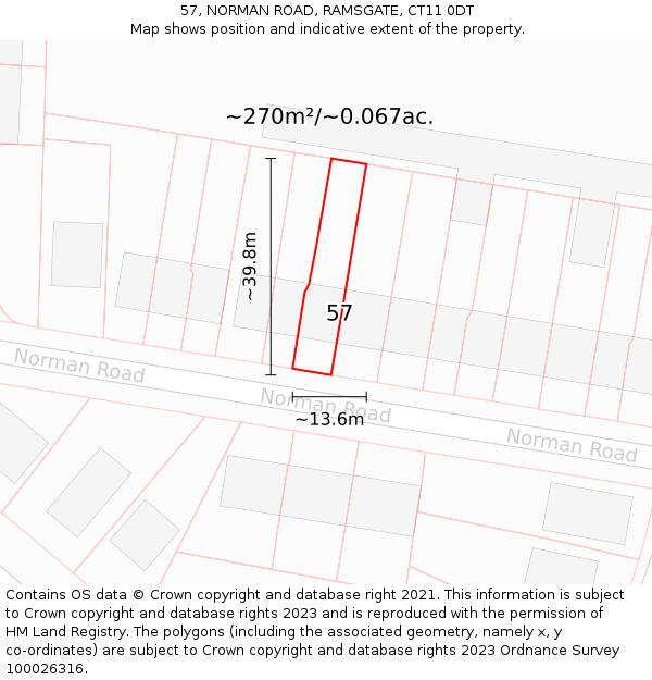 57, NORMAN ROAD, RAMSGATE, CT11 0DT: Plot and title map