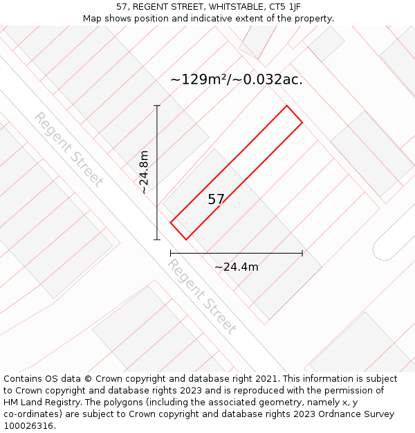 57, REGENT STREET, WHITSTABLE, CT5 1JF: Plot and title map