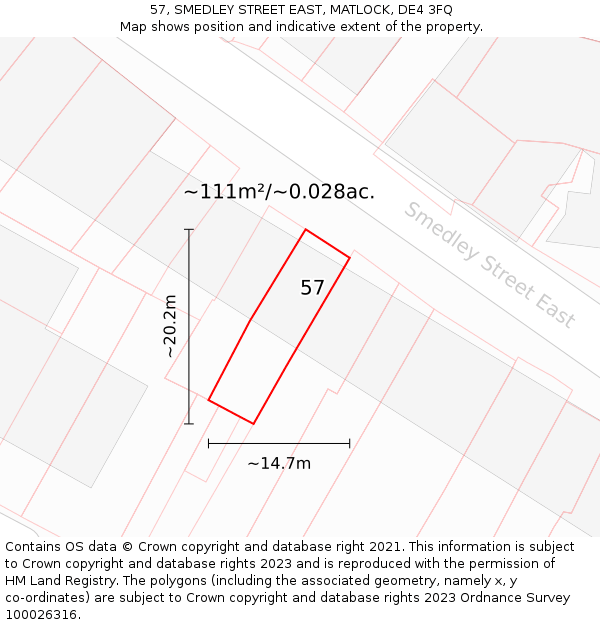 57, SMEDLEY STREET EAST, MATLOCK, DE4 3FQ: Plot and title map