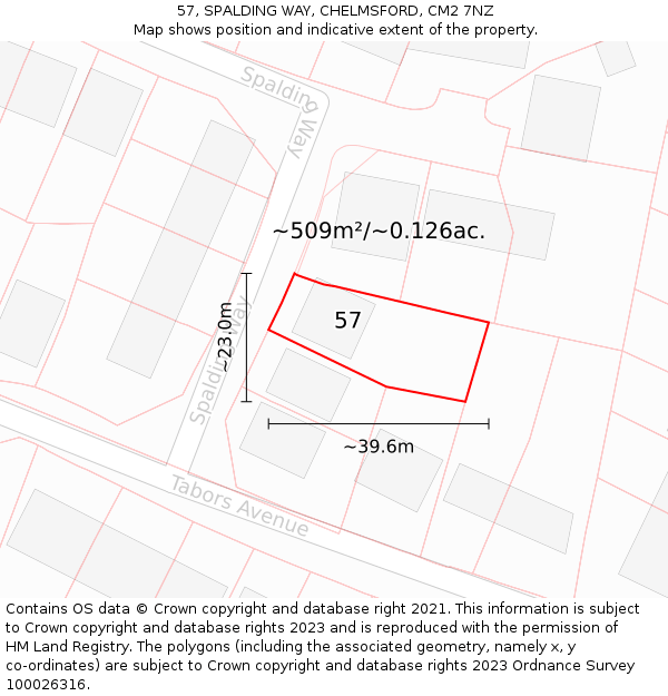 57, SPALDING WAY, CHELMSFORD, CM2 7NZ: Plot and title map