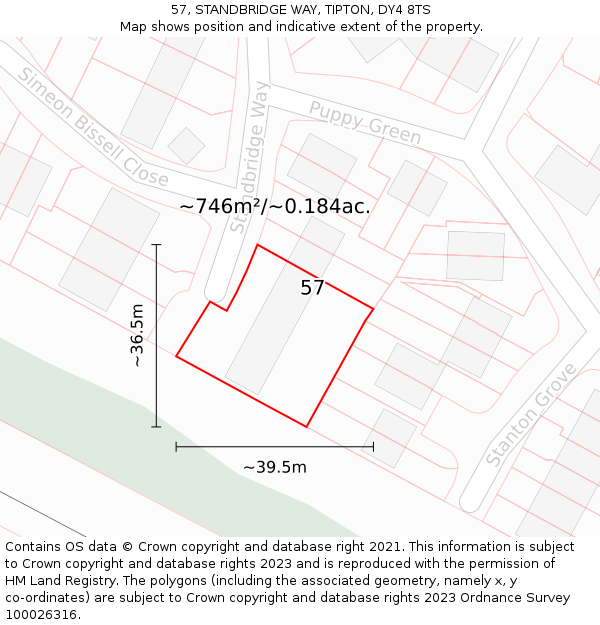 57, STANDBRIDGE WAY, TIPTON, DY4 8TS: Plot and title map