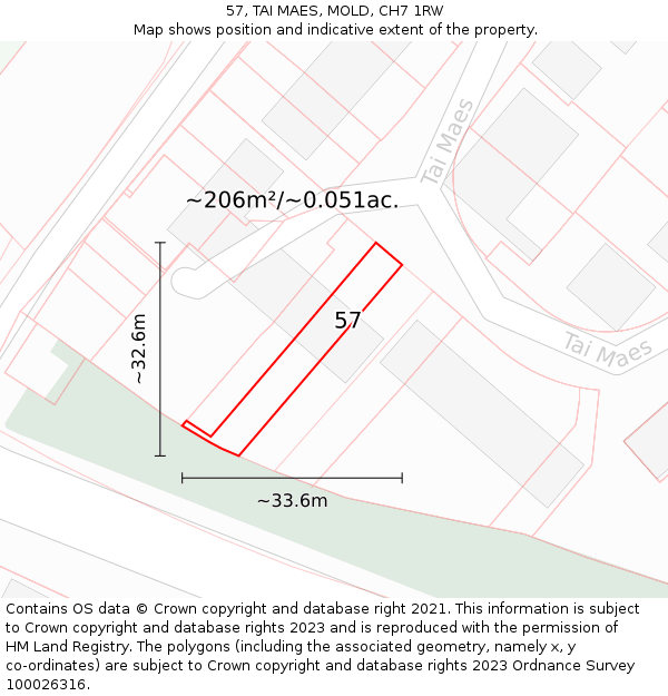 57, TAI MAES, MOLD, CH7 1RW: Plot and title map