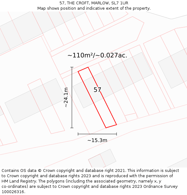 57, THE CROFT, MARLOW, SL7 1UR: Plot and title map
