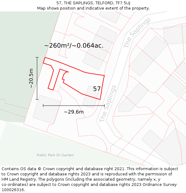 57, THE SAPLINGS, TELFORD, TF7 5UJ: Plot and title map