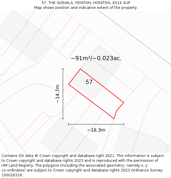 57, THE SIGNALS, FENITON, HONITON, EX14 3UP: Plot and title map