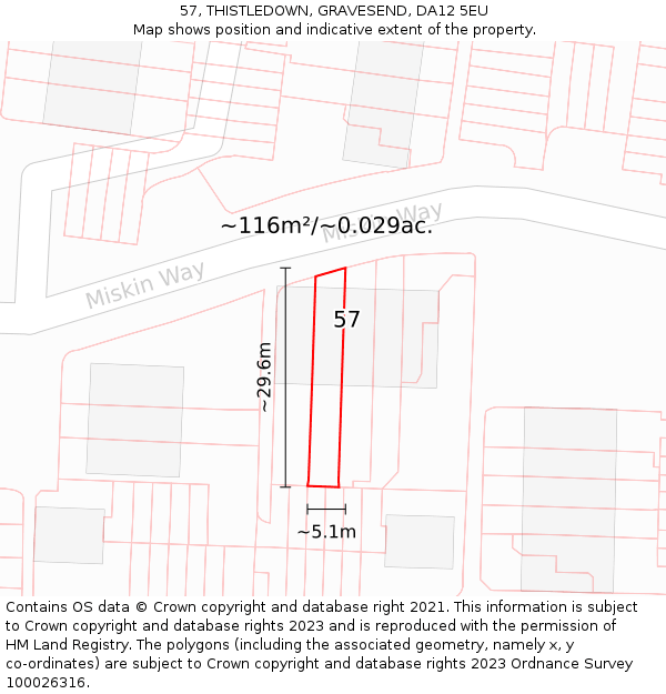 57, THISTLEDOWN, GRAVESEND, DA12 5EU: Plot and title map